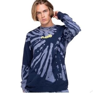 Playboy NWT Oversized Blue Tie Dye Au Naturel Sweatshirt - Unisex - XL